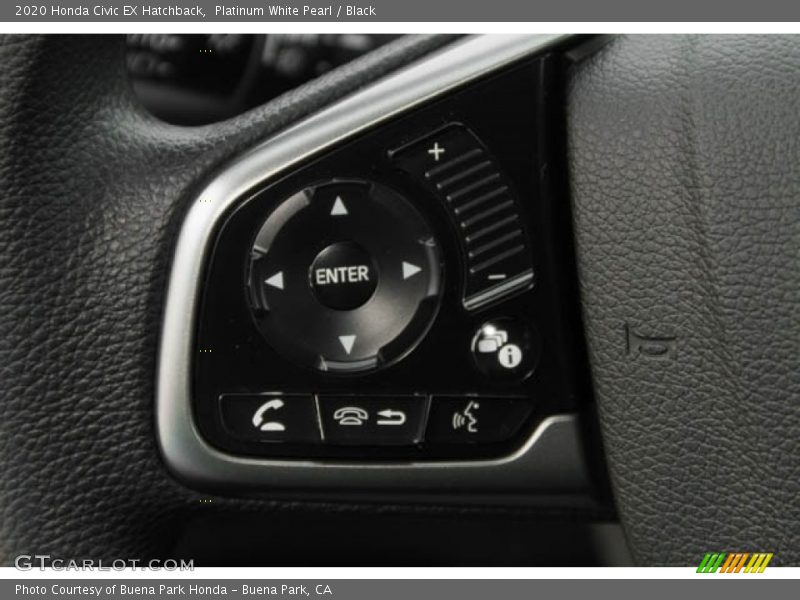 Platinum White Pearl / Black 2020 Honda Civic EX Hatchback