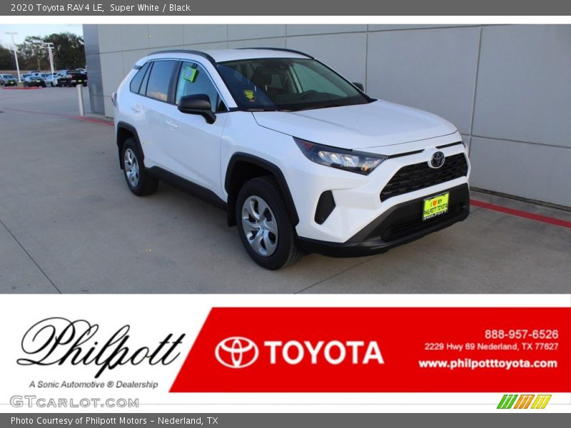 Super White / Black 2020 Toyota RAV4 LE