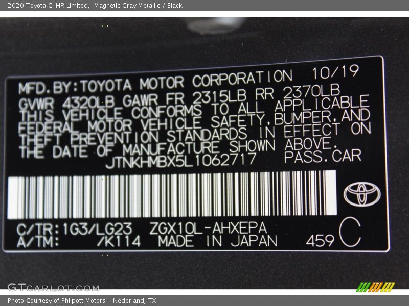 Magnetic Gray Metallic / Black 2020 Toyota C-HR Limited