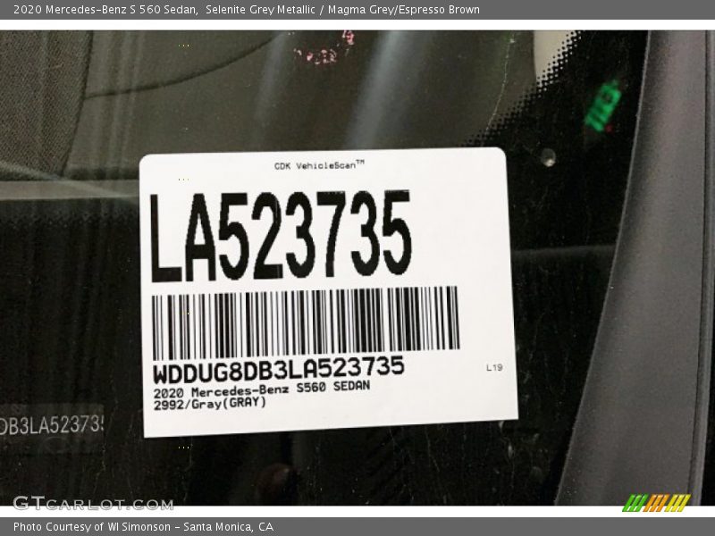 Selenite Grey Metallic / Magma Grey/Espresso Brown 2020 Mercedes-Benz S 560 Sedan