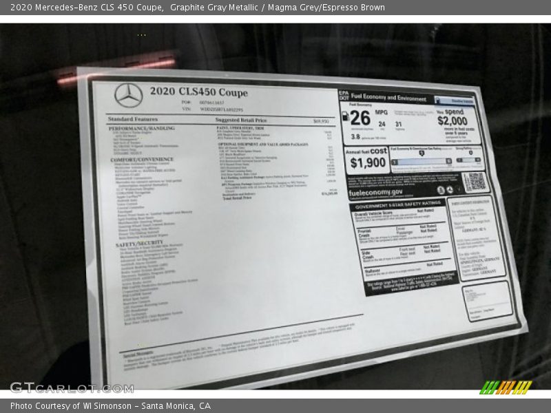 Graphite Gray Metallic / Magma Grey/Espresso Brown 2020 Mercedes-Benz CLS 450 Coupe