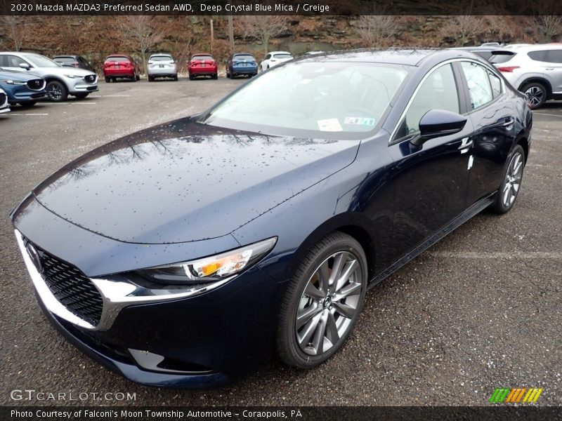 Deep Crystal Blue Mica / Greige 2020 Mazda MAZDA3 Preferred Sedan AWD