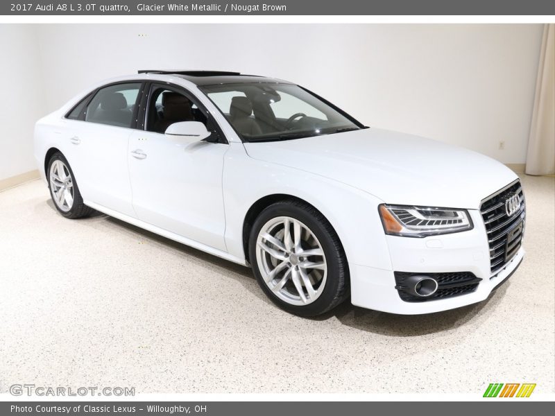 Glacier White Metallic / Nougat Brown 2017 Audi A8 L 3.0T quattro