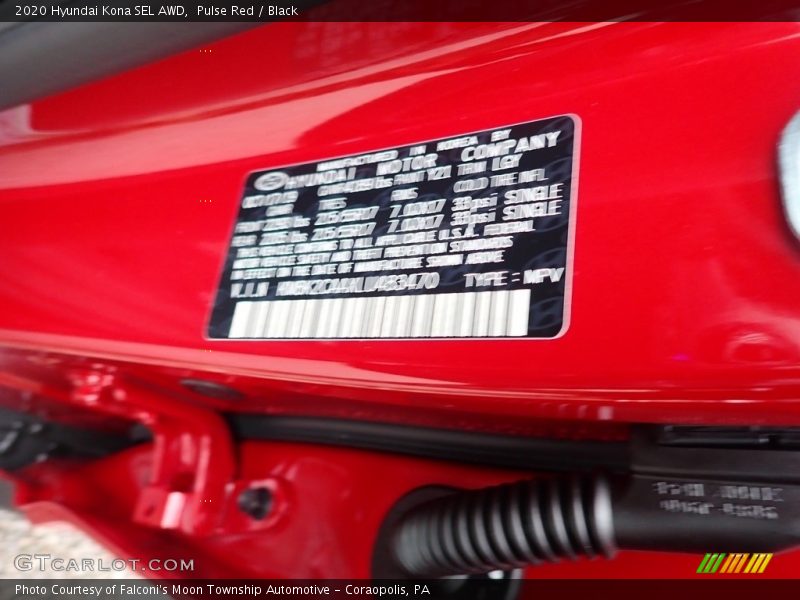 Pulse Red / Black 2020 Hyundai Kona SEL AWD