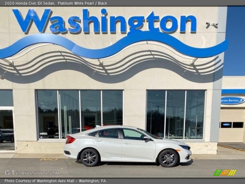 Platinum White Pearl / Black 2020 Honda Civic EX Sedan