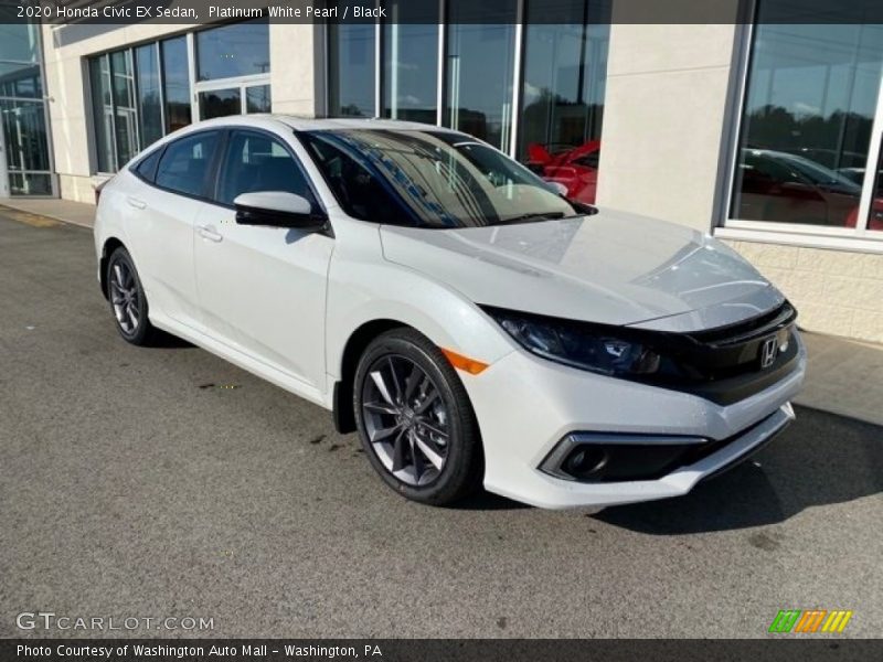 Platinum White Pearl / Black 2020 Honda Civic EX Sedan