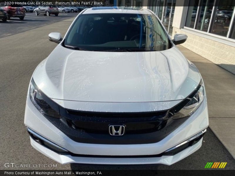 Platinum White Pearl / Black 2020 Honda Civic EX Sedan