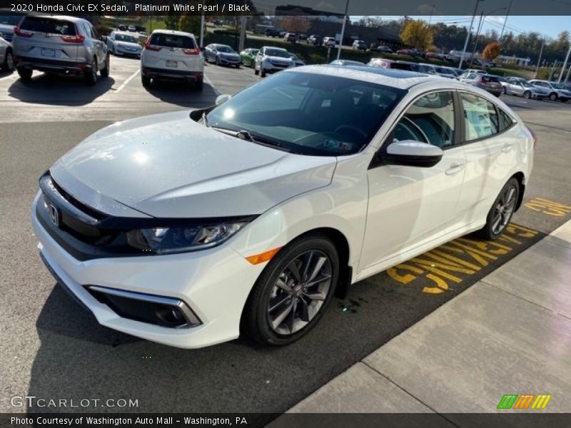 Platinum White Pearl / Black 2020 Honda Civic EX Sedan