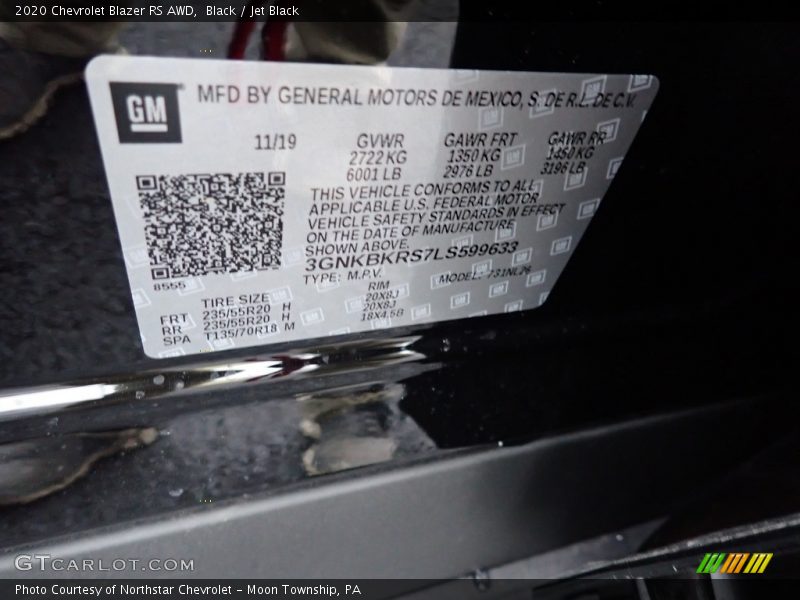 Black / Jet Black 2020 Chevrolet Blazer RS AWD