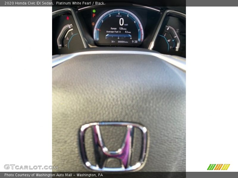 Platinum White Pearl / Black 2020 Honda Civic EX Sedan