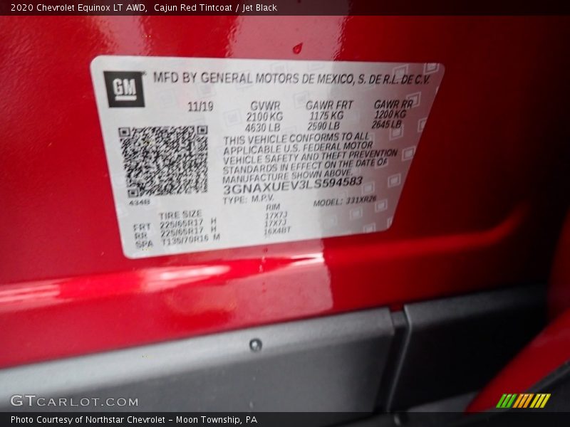 Cajun Red Tintcoat / Jet Black 2020 Chevrolet Equinox LT AWD
