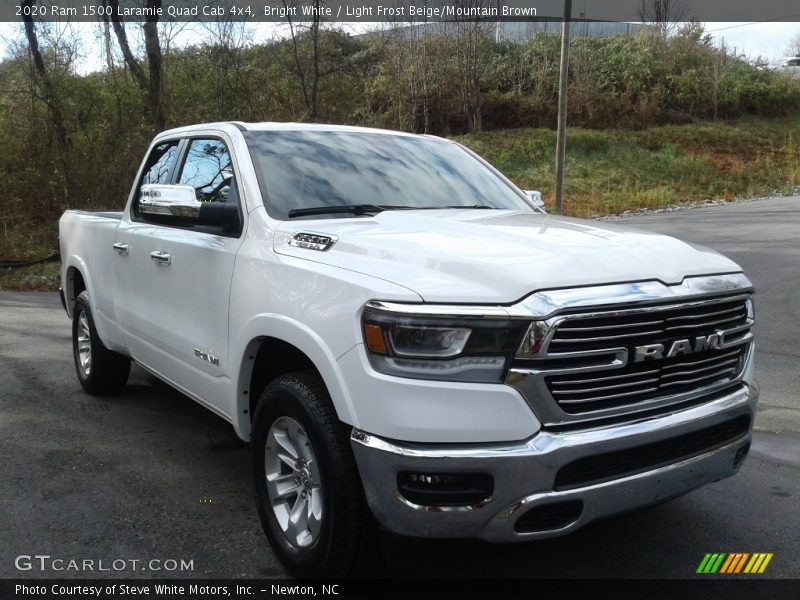 Bright White / Light Frost Beige/Mountain Brown 2020 Ram 1500 Laramie Quad Cab 4x4