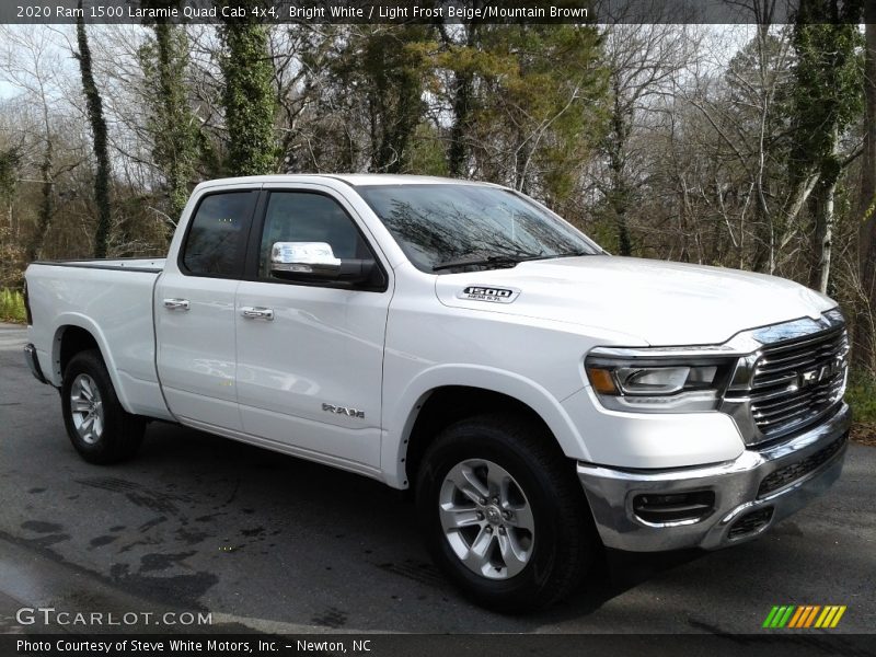 Bright White / Light Frost Beige/Mountain Brown 2020 Ram 1500 Laramie Quad Cab 4x4