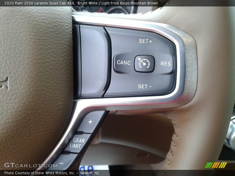 Bright White / Light Frost Beige/Mountain Brown 2020 Ram 1500 Laramie Quad Cab 4x4
