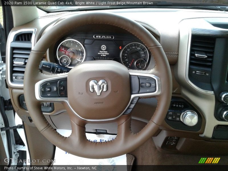 Bright White / Light Frost Beige/Mountain Brown 2020 Ram 1500 Laramie Quad Cab 4x4