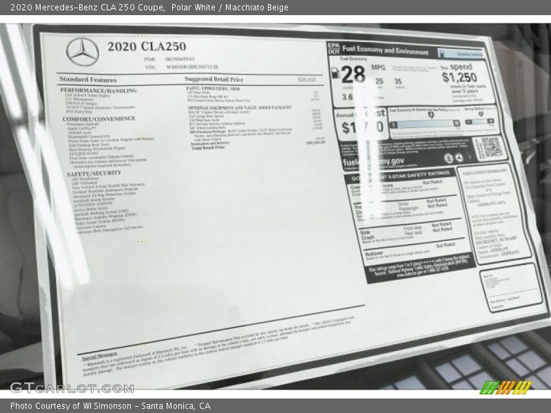 Polar White / Macchiato Beige 2020 Mercedes-Benz CLA 250 Coupe