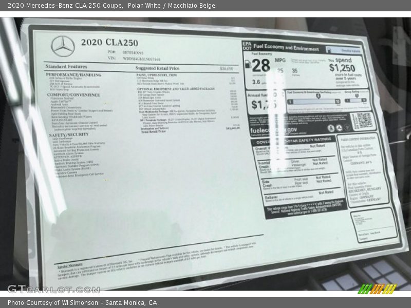 Polar White / Macchiato Beige 2020 Mercedes-Benz CLA 250 Coupe