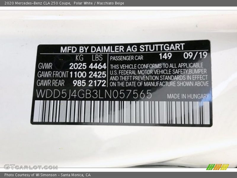 Polar White / Macchiato Beige 2020 Mercedes-Benz CLA 250 Coupe