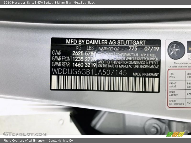 Iridium Silver Metallic / Black 2020 Mercedes-Benz S 450 Sedan