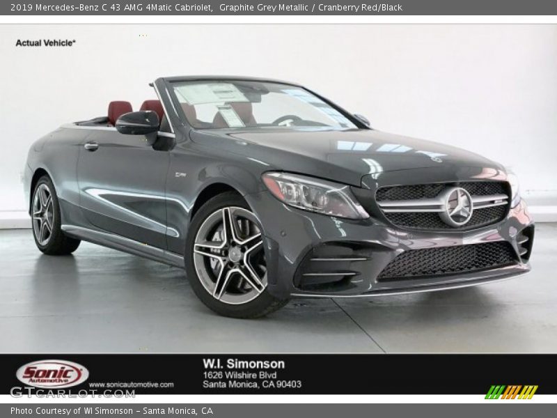 Graphite Grey Metallic / Cranberry Red/Black 2019 Mercedes-Benz C 43 AMG 4Matic Cabriolet