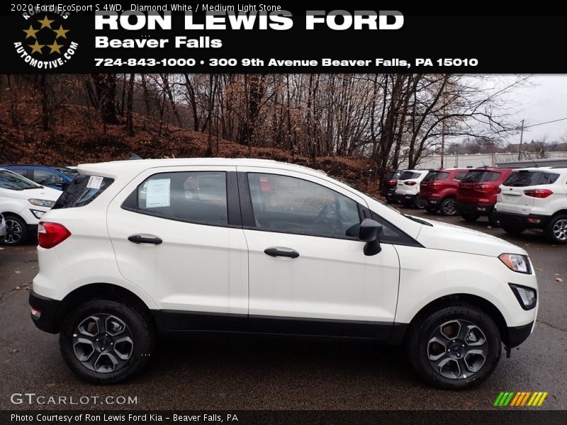 Diamond White / Medium Light Stone 2020 Ford EcoSport S 4WD