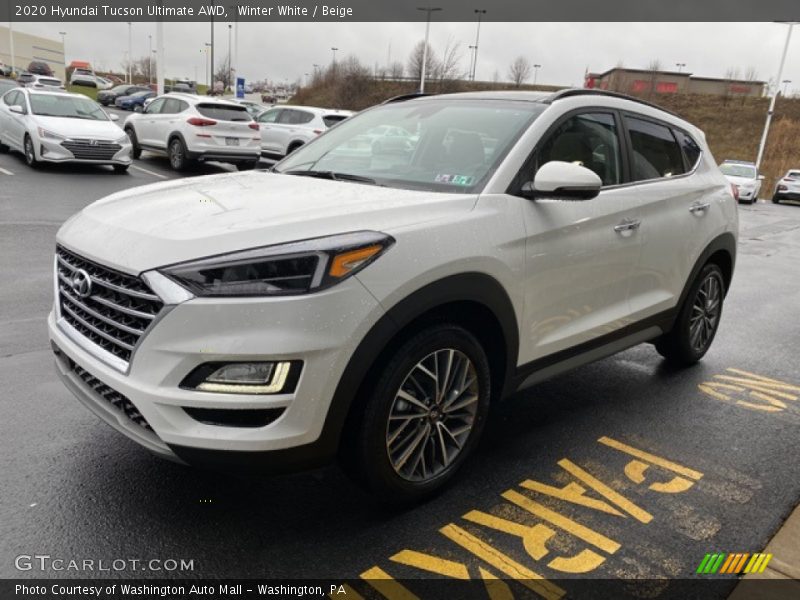 Winter White / Beige 2020 Hyundai Tucson Ultimate AWD