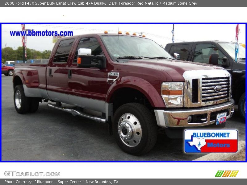 Dark Toreador Red Metallic / Medium Stone Grey 2008 Ford F450 Super Duty Lariat Crew Cab 4x4 Dually