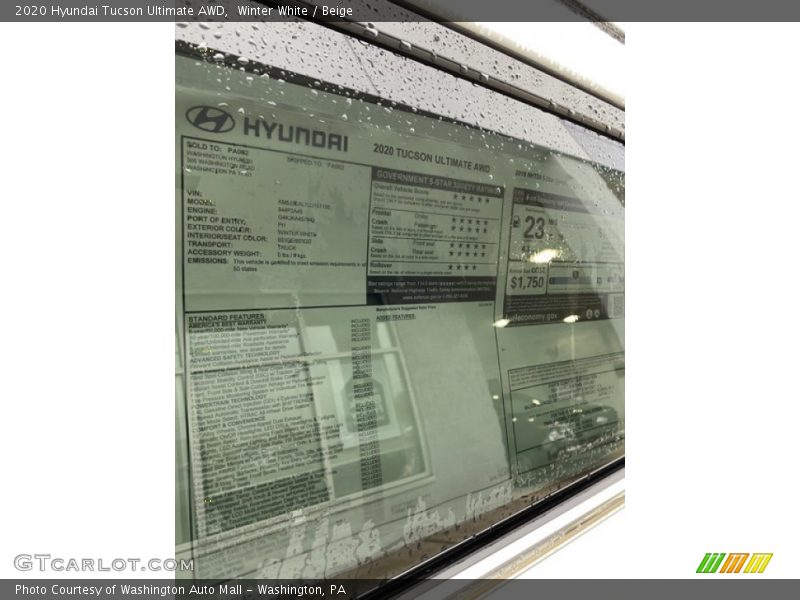 Winter White / Beige 2020 Hyundai Tucson Ultimate AWD