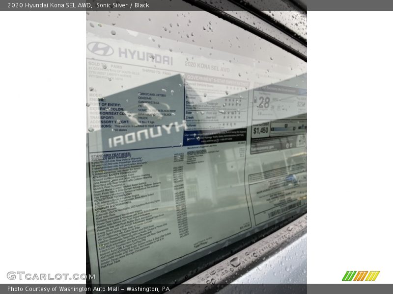 Sonic Silver / Black 2020 Hyundai Kona SEL AWD