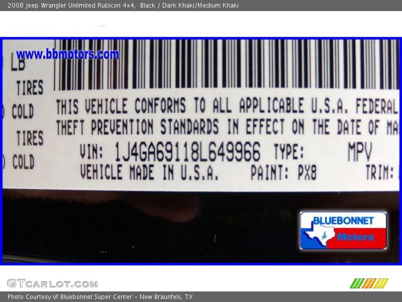 Black / Dark Khaki/Medium Khaki 2008 Jeep Wrangler Unlimited Rubicon 4x4