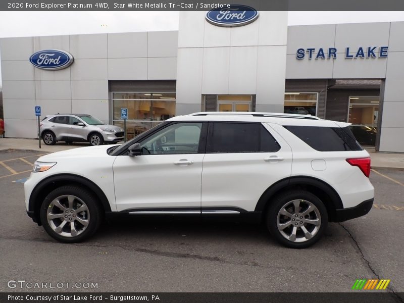 Star White Metallic Tri-Coat / Sandstone 2020 Ford Explorer Platinum 4WD