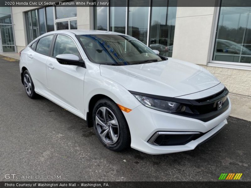 Platinum White Pearl / Ivory 2020 Honda Civic LX Sedan