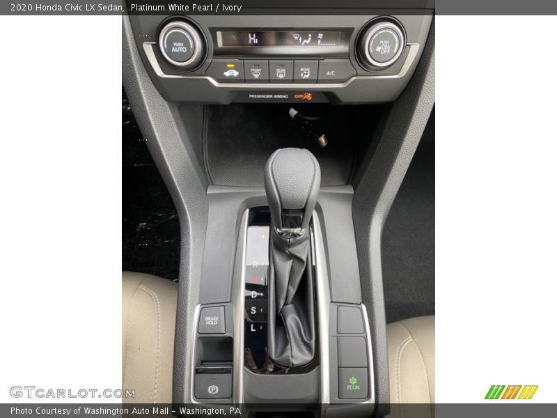 Platinum White Pearl / Ivory 2020 Honda Civic LX Sedan