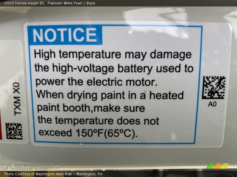 Platinum White Pearl / Black 2020 Honda Insight EX