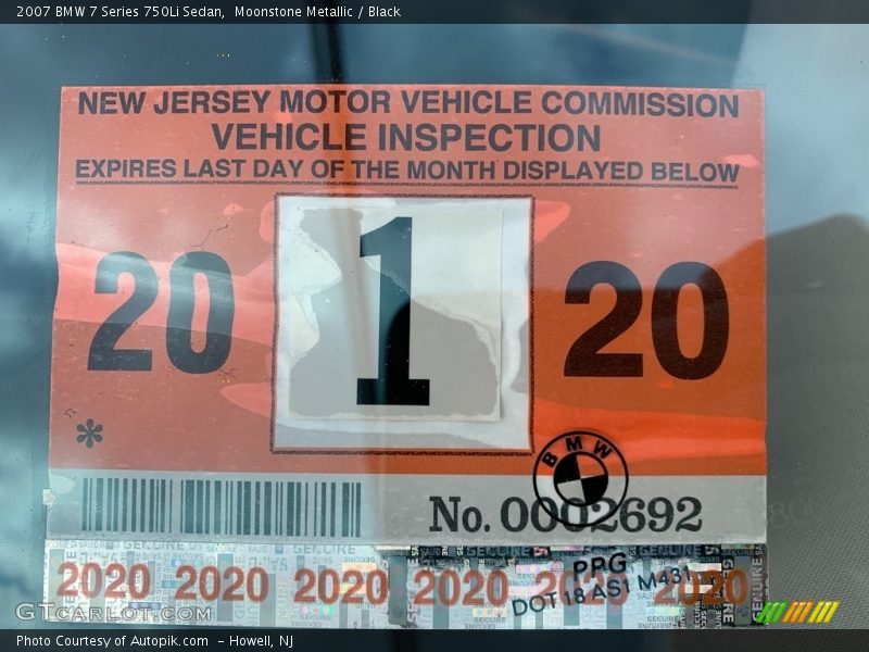 Moonstone Metallic / Black 2007 BMW 7 Series 750Li Sedan