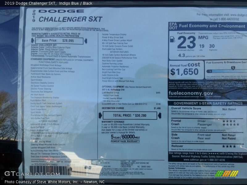 Indigo Blue / Black 2019 Dodge Challenger SXT