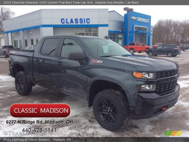 Shadow Gray Metallic / Jet Black 2020 Chevrolet Silverado 1500 Custom Trail Boss Crew Cab 4x4
