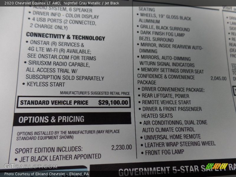 Nightfall Gray Metallic / Jet Black 2020 Chevrolet Equinox LT AWD