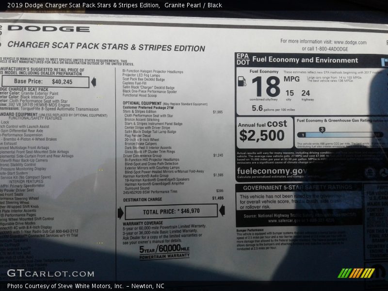Granite Pearl / Black 2019 Dodge Charger Scat Pack Stars & Stripes Edition