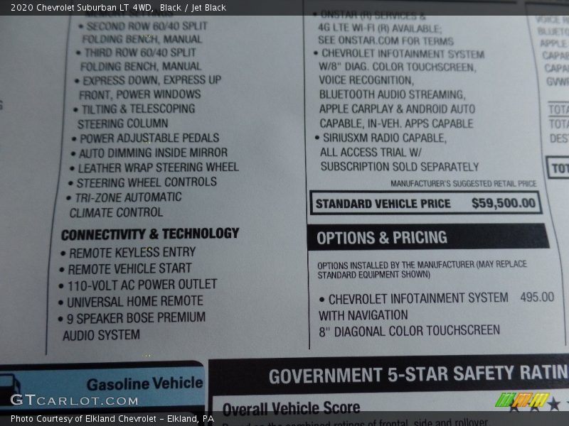 Black / Jet Black 2020 Chevrolet Suburban LT 4WD