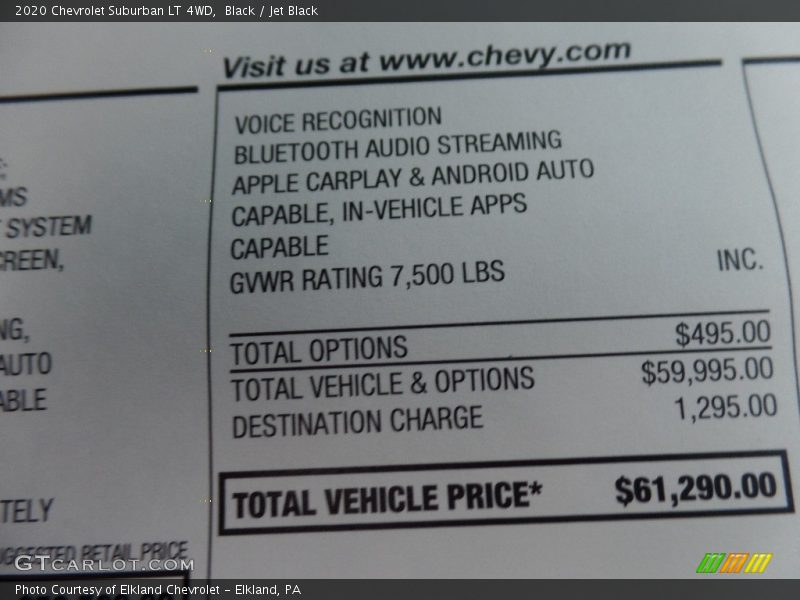 Black / Jet Black 2020 Chevrolet Suburban LT 4WD