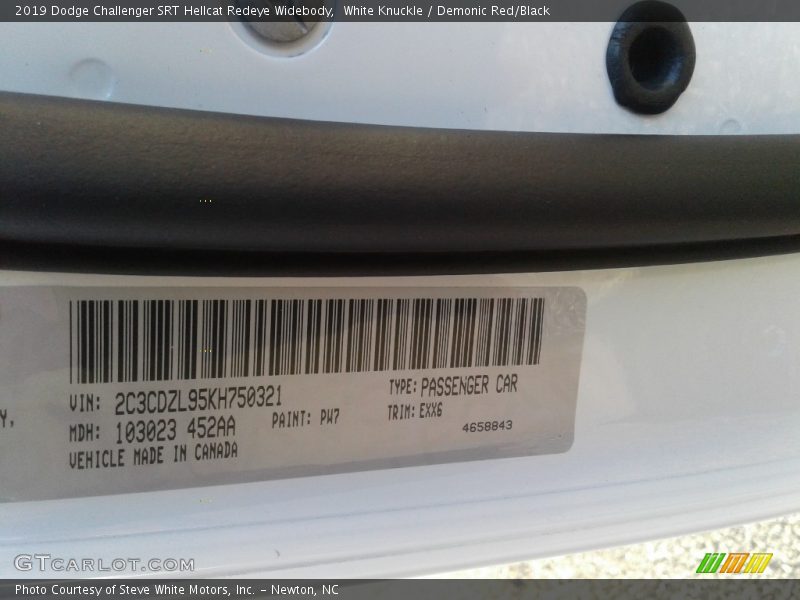 White Knuckle / Demonic Red/Black 2019 Dodge Challenger SRT Hellcat Redeye Widebody