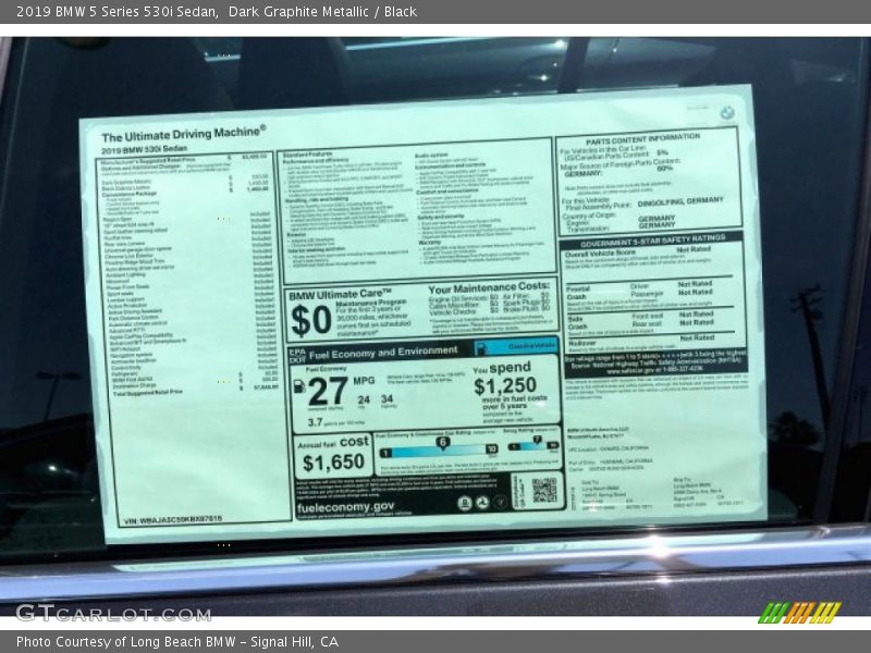 Dark Graphite Metallic / Black 2019 BMW 5 Series 530i Sedan