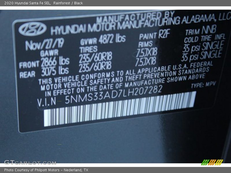 Rainforest / Black 2020 Hyundai Santa Fe SEL