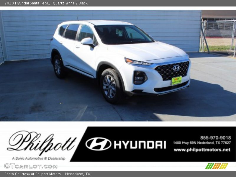 Quartz White / Black 2020 Hyundai Santa Fe SE