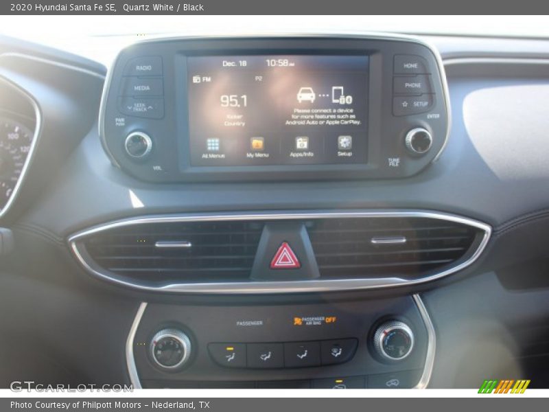 Quartz White / Black 2020 Hyundai Santa Fe SE