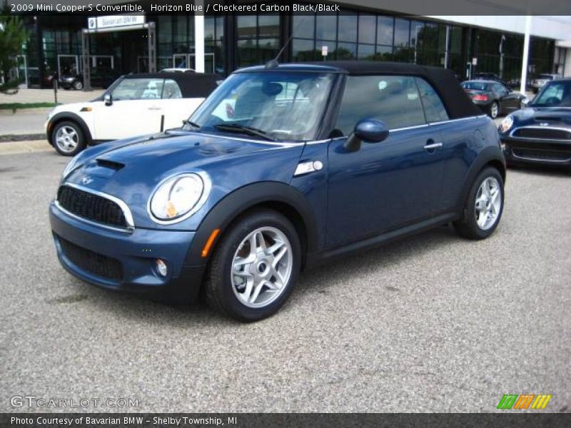Horizon Blue / Checkered Carbon Black/Black 2009 Mini Cooper S Convertible