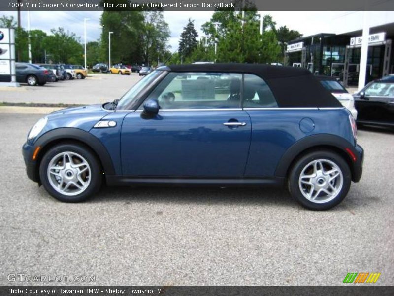 Horizon Blue / Checkered Carbon Black/Black 2009 Mini Cooper S Convertible
