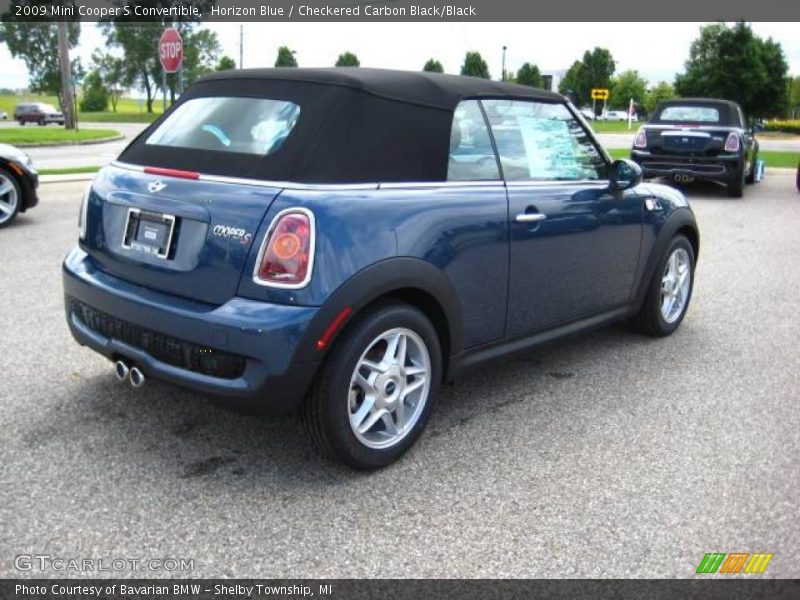 Horizon Blue / Checkered Carbon Black/Black 2009 Mini Cooper S Convertible