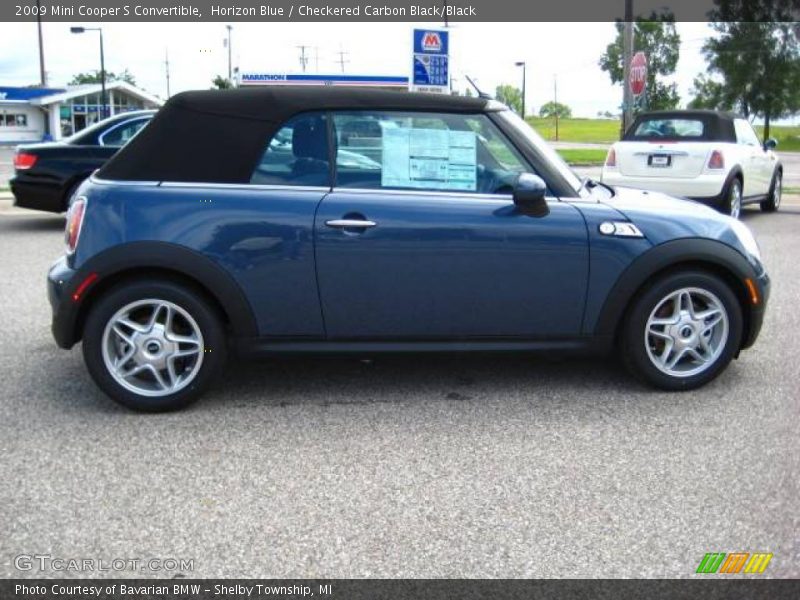 Horizon Blue / Checkered Carbon Black/Black 2009 Mini Cooper S Convertible